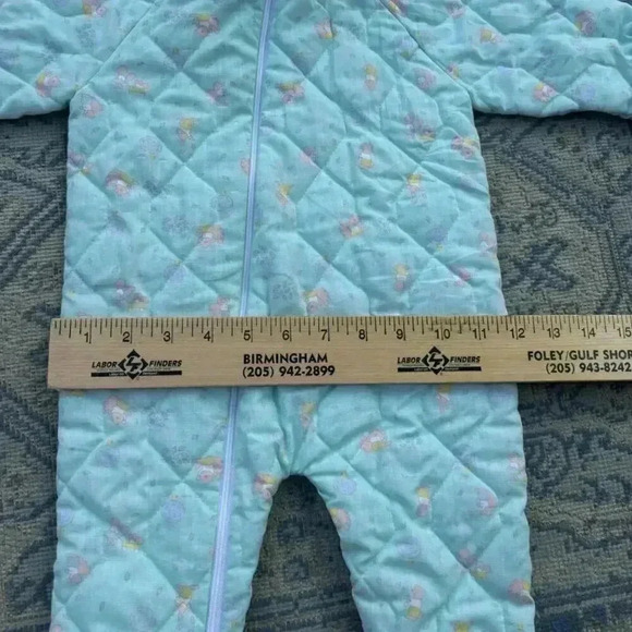 Vintage Baby‎ Quilted Snowsuit w/ Hood Pastel Blue squirrel Warm Cozy - Picture 13 of 15